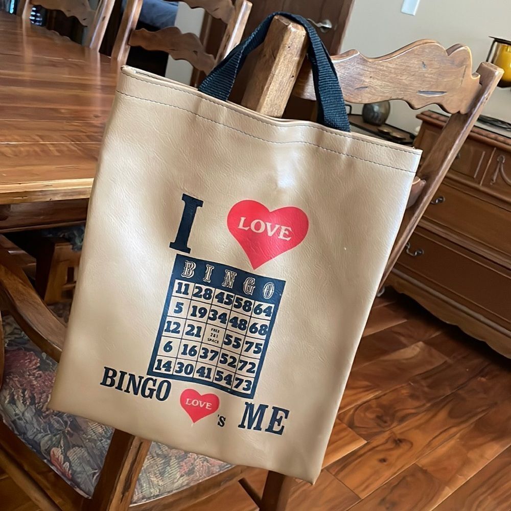 Vintage "I Love Bingo, Bingo Loves Me" Vinyl Bag